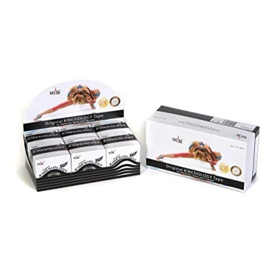 Imagen de Nasara Original Cinta Kinesiológica: Caja de 6 cintas para deportes y medicina, tamaño del rollo 5cm x 5m, negro