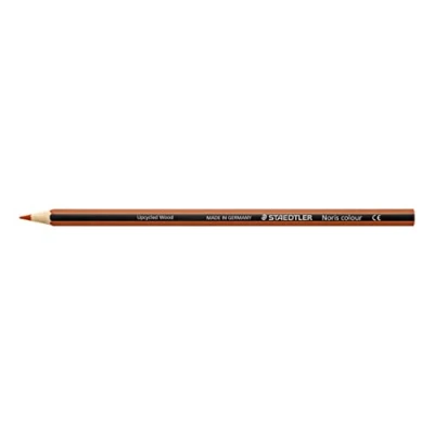 Imagen de Staedtler Noris Colour 185 73 Caja 12 lápices de color siena tostado hexagonales. Material WOPEX ecológico con madera certificada por PEFC. Diseño a rayas negras y del mismo que la mina