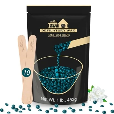 Imagen de Lifestance Profesional Perlas de Cera Depilatoria Caliente, 450g con 10 Aplicadores, Brazilian Bikini Verde Depilación para Cara, Piernas y Brazos