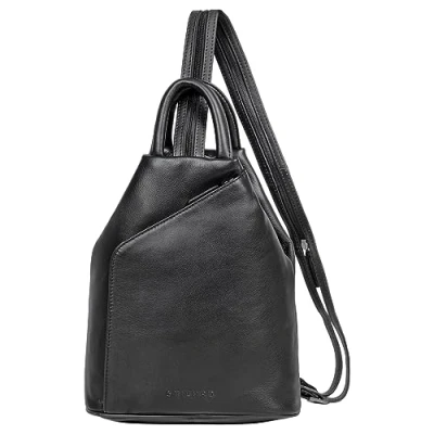 Imagen de STILORD &#039;Minou&#039; Bolso de Cuero Las señoras 2 en 1 Mochila Hombro la Vendimia manija Bolsa Genuino, Color:Negro
