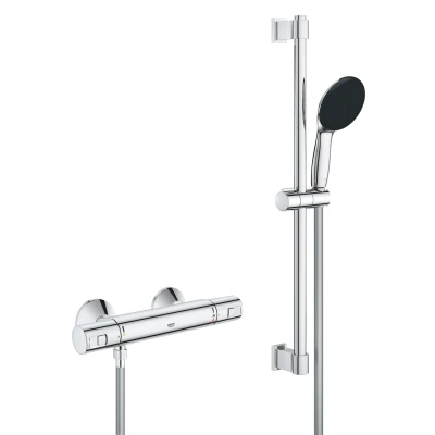 Imagen de GROHE Precision Start Conjunto de Ducha Termostática (1 Chorro, Barra 60 cm, Herramientas Montaje), Redondo, Cromo, 34597001