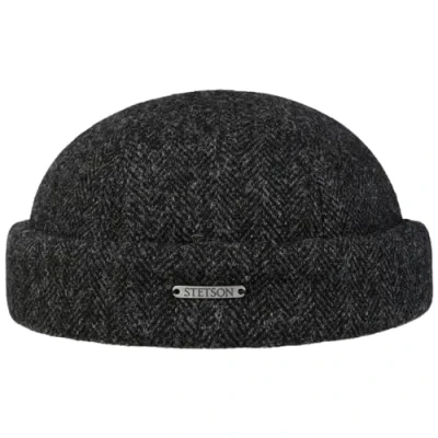 Imagen de Stetson Gorro Docker Lavoy Herringbone Wool Hombre Made in The EU Gorra de Invierno con Vuelta, Docker, Forro, Cierre autoadherente otoño/Invierno L (58 59 cm) Antracita