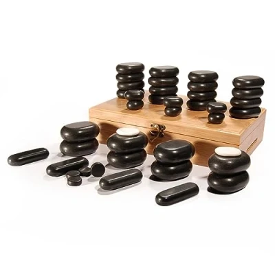 Imagen de Master Massage Hot Stone Piedras de masaje (40 unidades, en caja decorativa bambú)