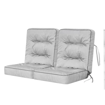 Imagen de Bjird Cojín para Banco de jardín, terraza o balcón con Respaldo 120 cm (2x60) Impermeable Uso Interior y Exterior Made in EU Ceniza