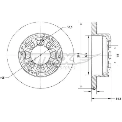 Imagen de TOMEX brakes TX 70 48 Disco de freno Eje trasero 289 22 8 108 macizo barnizado IVECO: DAILY 6 , Pritsche/Fahrgestell, 3