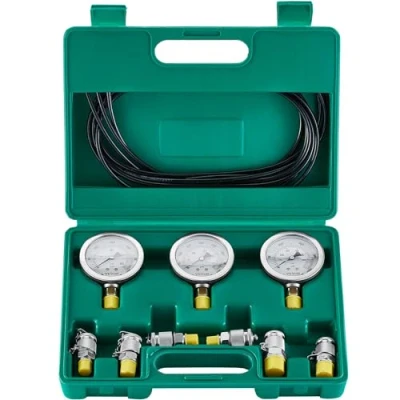 Imagen de VEVOR Kit de prueba presión hidráulica, 250/400/600 bar, 3 manómetros, 6 accesorios, mangueras prueba, medidor hidráulica para excavadora con estuche transporte