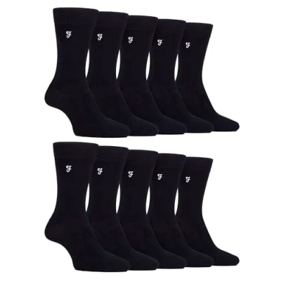 Imagen de Farah Paquete múltiple de 10 pares calcetines vestir bambú para hombre, algodón brillante con parte superior agarre suave, Negro, ^