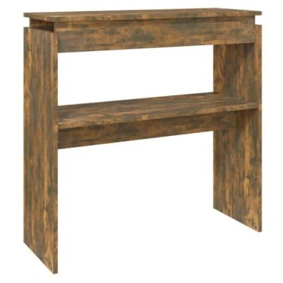 Imagen de vidaXL Mesa Consola Entrada Mesita Auxiliar Lateral Armario Aparador Pasillo Vestíbulo Salón Dormitorio Madera Contrachapada Roble Ahumado 80x30x80 cm