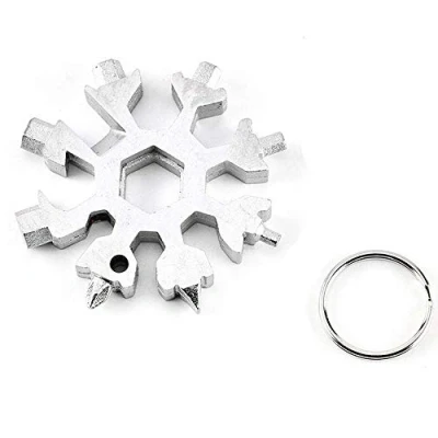 Imagen de 18 En 1 Copo De Nieve Multi Herramienta, Acero Inoxidable Herramienta Destornillador Botella Aventura Para Exterior Interior (Blanco)