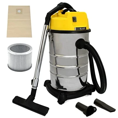 Imagen de Maxblast Aspiradora Industrial en Seco y Húmedo+4 Accesorios, (1400W, 30 litros / 30l) Filtro Doble (Tela &amp; HEPA) con Bolsa de Polvo GRATIS Aspirar Liquido Mojado Powerful Wet+Dry Vacuum Cleaner