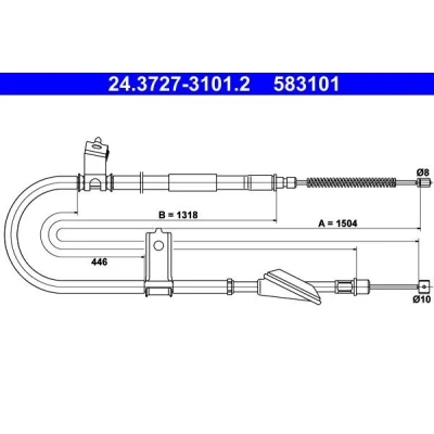 Imagen de ATE 24.3727 3101.2 Cable de Freno Mano 1504