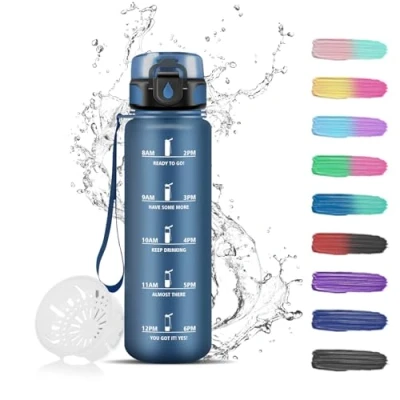 Imagen de Botella de Agua, Agua Deporte 500ml, Prueba Fugas, Niños, Apertura con un Solo Botón, Cantimplora para Adulto, Gimnasio, Escuela, Oficina, Bicicleta Infusión