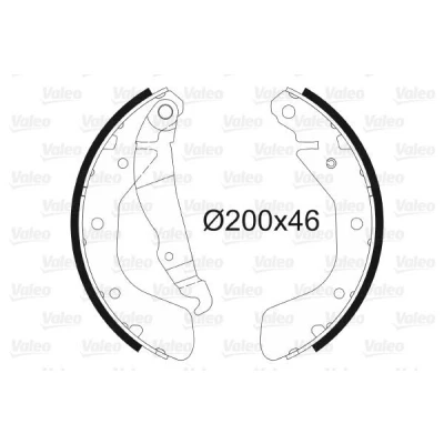 Imagen de VALEO 562078 Zapatas de freno Eje trasero 200 46 sin cilindro rueda OPEL: Corsa C Hatchback, Astra F Berlina, G CC