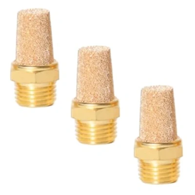 Imagen de Silenciador neumático de bronce sinterizado 1/4 pulgadas, juego 3 unidades, calidad industrial (3,1/4&quot;)