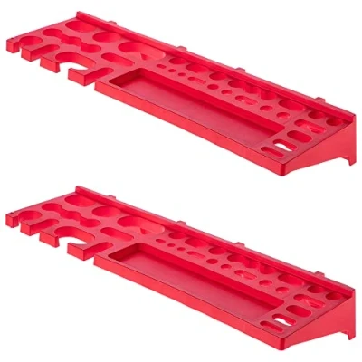 Imagen de KADAX Portaherramientas, estante de pared, soporte para herramientas plástico PP, sistema almacenamiento pared perforada, garaje, cobertizo (2x longitud media)