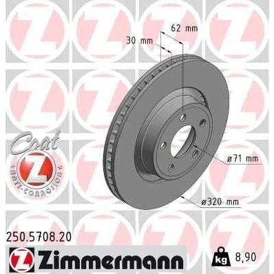 Imagen de ZIMMERMANN 250.5708.20 Disco de freno 320 30 5/5 5 114 ventilación externa revestido FORD USA: Mustang Mk6 Coupé, Cabrio