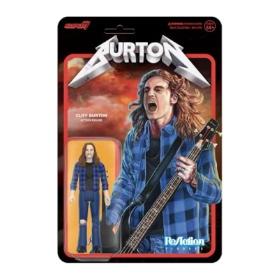 Imagen de Super7 Cliff Burton (camisa de franela) Figura acción 3.75 pulgadas con accesorios, coleccionables metal pesado y juguetes retro