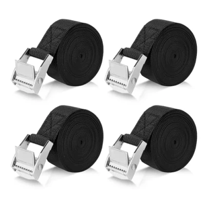 Imagen de Romon Cinchas de Amarre, 4 Piezas 5M Eslingas con Carraca, Amarre Pequeñas Rapido, Correa para Portabicicletas Motocicleta, Portaequipajes Coche, Surf, Bicicleta