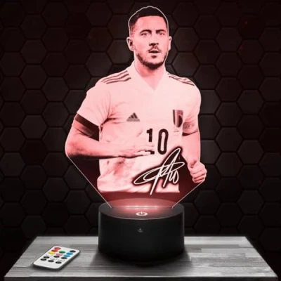 Imagen de lámpara de mesilla noche, luz nocturna táctil Belgium E.Hazard Futbolista LED ilusión 3D, idea regalo para niños y niñas, Navidad, noche o adultos.