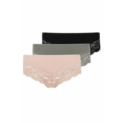 Imagen de Snocks 3 PACK LACE Culotte, Mujer, Talla: XL, Mix apricot/grün/schwarz