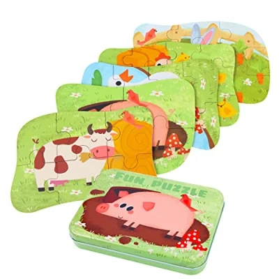 Imagen de BBLIKE Puzzle Infantil de animalpara niños, puzle 5 imágenes, Adecuado para niños y niñas a Partir 3, 4 años (Animal)