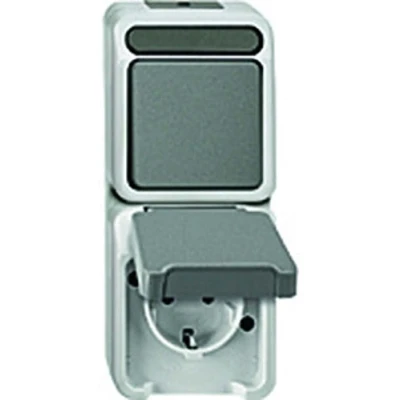 Imagen de Merten MEG3495 8029 Interruptor, Aqua,Gris, Kombination Steckdose/Wechselschalter
