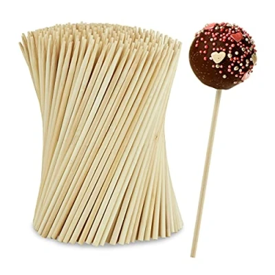 Imagen de Relaxdays Palos Cake Pop, 400 Unidades, 15 cm Largo, Palillos Piruleta Bambú, Palitos Popcake, Pinchos de Tarta, Natural