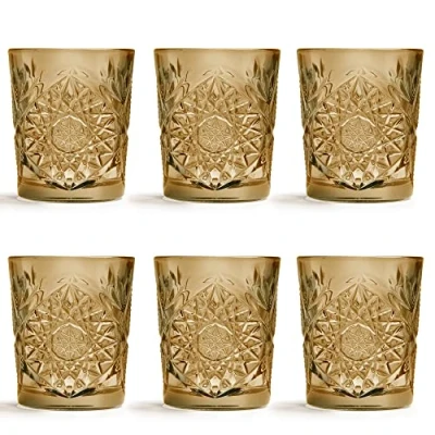 Imagen de Vaso Hobstar Ocre de Libbey / 355 ml/35,5 cl 6 unidades diseño vintage apto para el lavavajillas