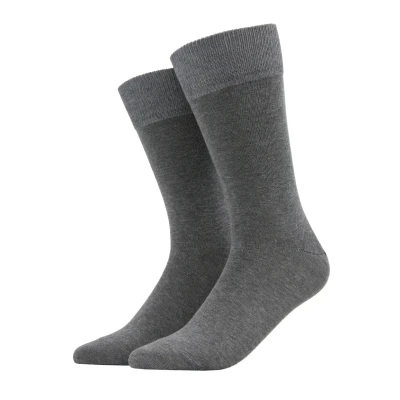 Imagen de FALKE Happy Double Pack M So algodón lisos 2 pares, Calcetines Hombre, Gris Light Grey Melange 3390, 43 46