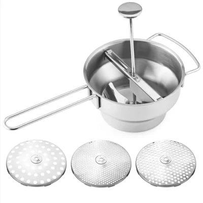 Imagen de Navaris Pasapurés de Acero Inoxidable con Tres Discos incluidos Colador Profesional Cocina 20,5 cm para puré Patatas purés bebés