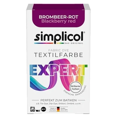 Imagen de simplicol Tinte textil expert rojo mora 1706 para teñir y refrescar ropa, lavable a máquina, algodón, lana, seda, lino, viscosa tejidos mixtos