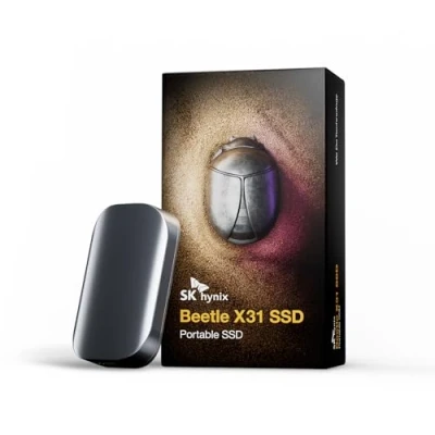 Imagen de SK Hynix Beetle X31 Disco Duro SSD Externo 2TB USB C hasta 1050 MB/S portatil Compacto y Ligero 3.2 Gen2 Funda Incluido (Dark Grey)
