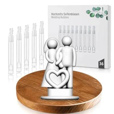 Imagen de Nordstern Juego de 36 pompas jabón líquidas con mango novios, como regalo y decoración para bodas, bodas doradas, compromisos
