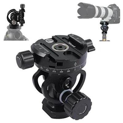 Imagen de iShoot Abrazadera panorámica de metal 2D, compatible con cámara Arca Swiss Fit 39 mm, placa liberación rápida, trípode cabeza bola 1/4&quot; o 3/8&quot;, carga máxima ajustable 6 kg