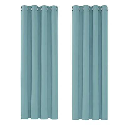 Imagen de Deconovo Cortinas Opacas 2 Piezas para Dormitorio Salón Modernas, Aislantes Térmicas y Reducción de Ruido, EcolóGicas Certificadas,117 x 183 cm Azul Claro