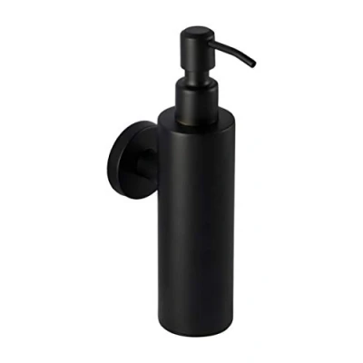 Imagen de Ambrosya Dispensador de Jabón Acero Inoxidable en Negro Baño Inodoro Soporte Titular (Acero (Negro), Redondo)