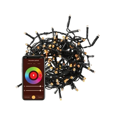 Imagen de Luces led muvit iO MIOGAR001, Guirnalda decorativa WiFi RGB+CCT, 6m/60 (+2m de cable power line), Negro