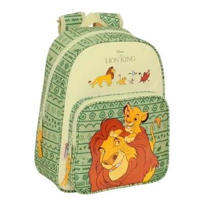 Imagen de Safta MUFASA Mochila Escolar Infantil, Ideal para Niños de Diferentes Edades, Cómoda y Versátil, Calidad Resistencia, 27x10x33 cm, Color Verde/Beige