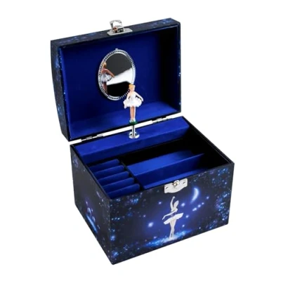 Imagen de Trousselier Caja de Joyas Ballet y Bailarina fotoluminiscente, Color Azul Marino, Large (S90070)