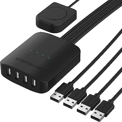 Imagen de SABRENT USB Switch KVM 2.0 de 4 Entradas y Salidas para PC&#039;s, Memorias USB, Teclado, Ratón, Impresoras, Escáneres con Indicadores LED (USB USS4)