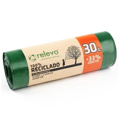 Imagen de Relevo 100% Reciclado bolsas de Basura, extra resistentes 30 L, 20