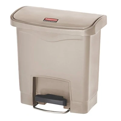Imagen de Rubbermaid Commercial Products Slim Jim 1883455 Contenedor con pedal frontal, capacidad de 15 l, gris