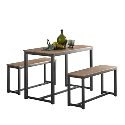 Imagen de SoBuy OGT25 N Juego de 2 Bancos y 1 Mesa Comedor Cocina 110 x 58 74 cm con Taburetes 95 29 46 Marco Acero, para Sala Estar ES