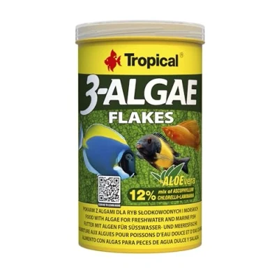 Imagen de 3 Algae Flakes 1000ml / 200g Alimento con Algas para Peces de Agua Dulce y Salada