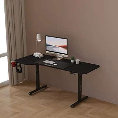 Imagen de pro.tec Escritorio Stryn Forma de L Regulable en Altura 72 117 cm con Clips y 2 Salidas Cables Eléctrico Opciones (Sentado Pie) Alfombrilla Ratón XXL 160 x 75 Aglomerado/Acero Negro