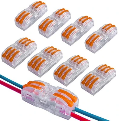 Imagen de QitinDasen 30Pcs KV212 / KV313 Palanca Tuerca Cable Conector Set, Bilateral Transparente Compacto Conductor Conector, Rápido Resorte Bloque Terminal