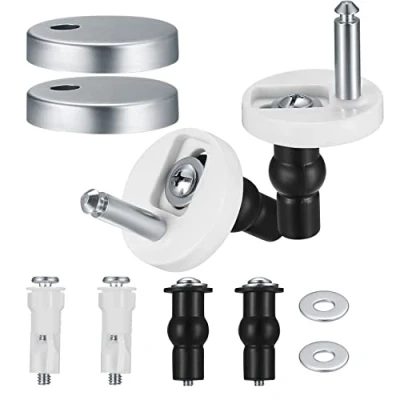 Imagen de 6 accesorios de bisagra para asiento inodoro, fijaciones agujeros ciegos, tornillos goma expansibles, inodoro y repuesto