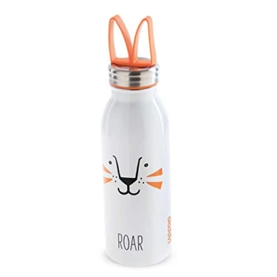 Imagen de Aladdin Zoo Thermavac Botellas Termicas Agua Acero Inoxidable 0.43L León Se Mantiene Fría 7 Horas Lazo Para Dedo de Silicona Suave Botella Niños Colegio Libre BPA
