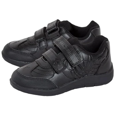 Imagen de Spiderman Zapatos escolares para niños, color negro, zapatillas formales de Marvel Hero fáciles tocar, correas cierre con puntera resistente al desgaste, Black, 27 EU