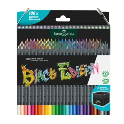 Imagen de Faber Castell 116411. Estuche Cartón Soporte 100 Láp. Colores Black Edition.